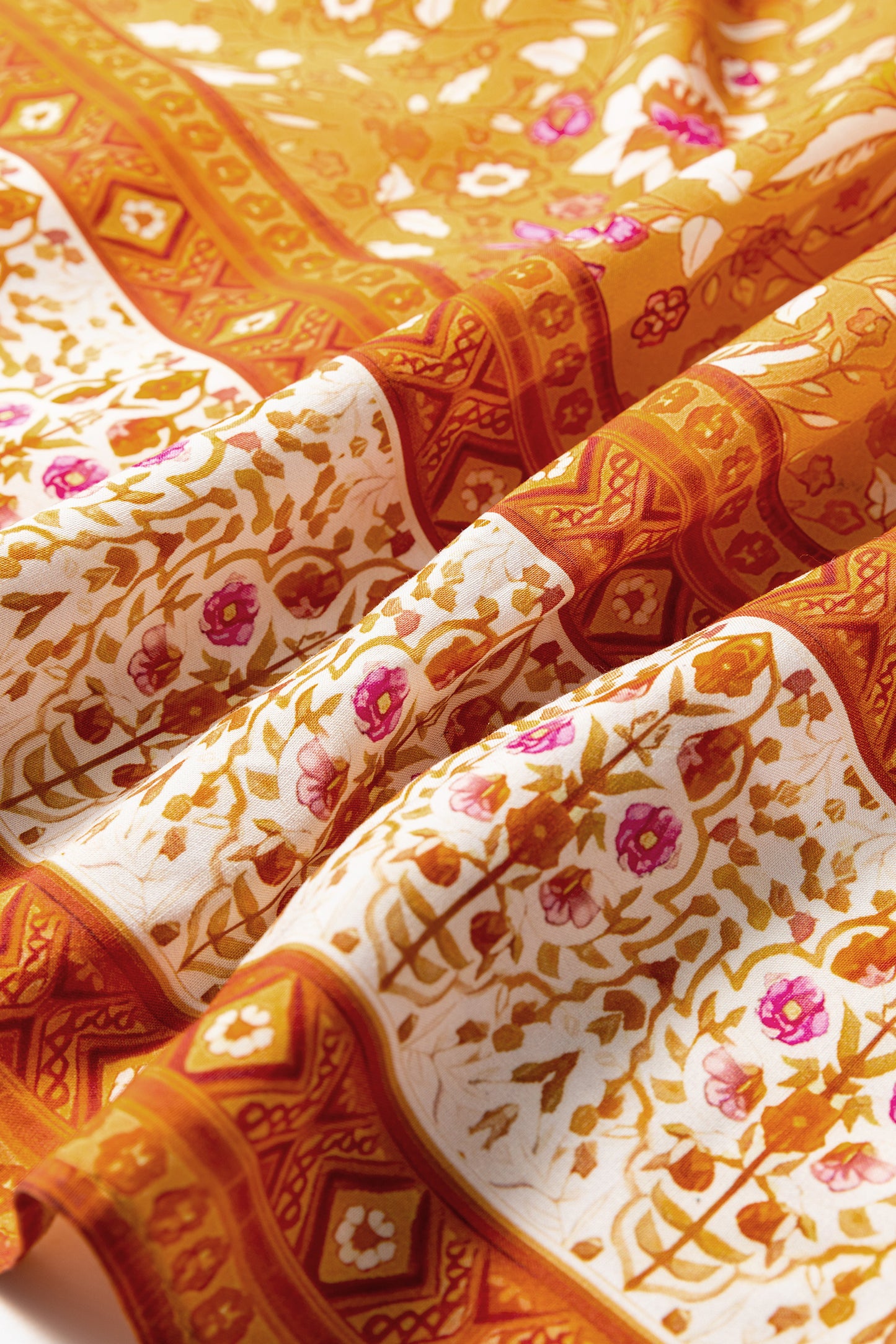 Boho Floral Smocked Waist Long Sleeve Maxi Dress