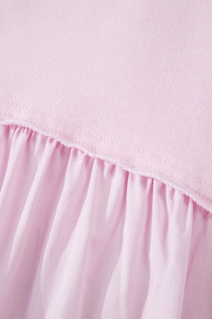 Colorblock Raw Seam Buttoned Polo Collar Dress