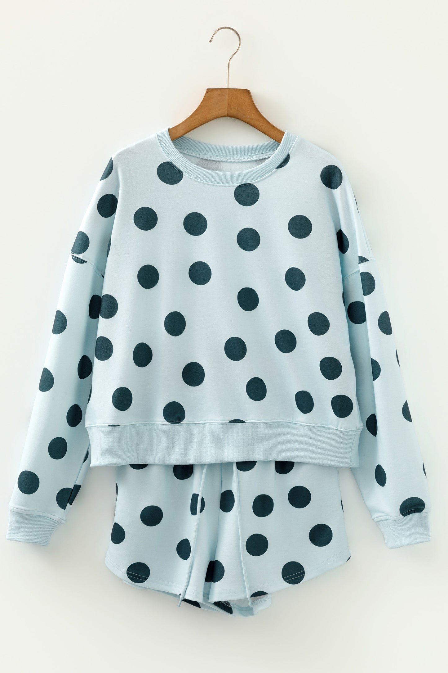 Polka Dot Pullover and Drawstring Shorts Set