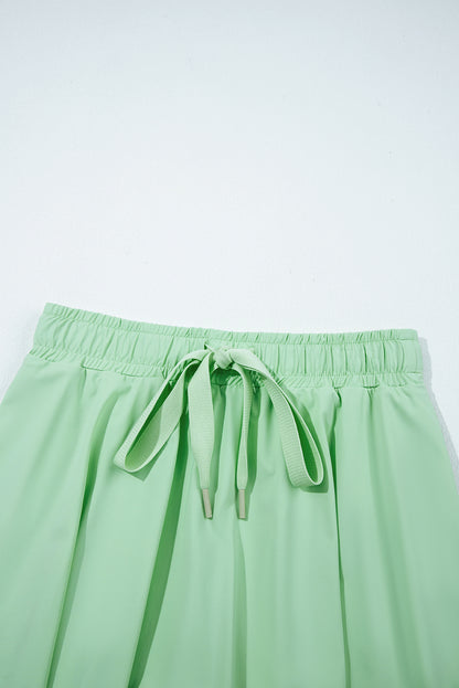 Solid Drawstring Elastic Waist Lined Tennis Skort
