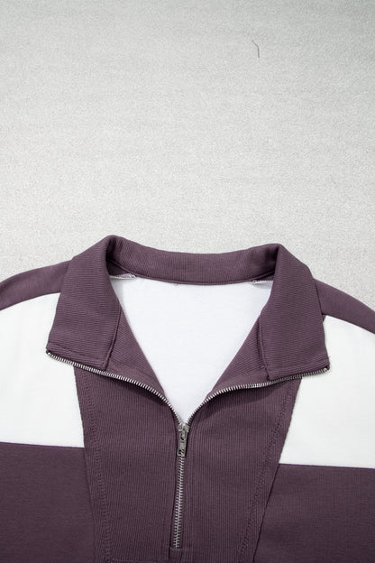 Stripe Colorblock Reverse Seam Top and Shorts Set
