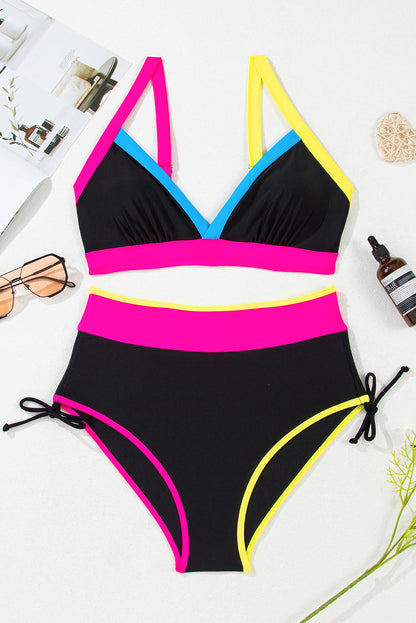 Colorblock High Waist Bikini Set