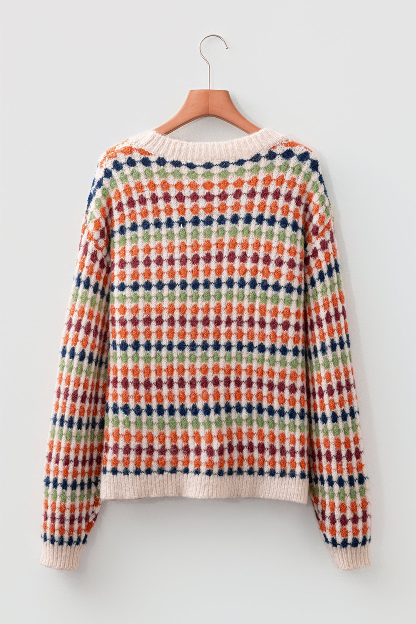 Stripe Dotty Knit Drop Shoulder Sweater