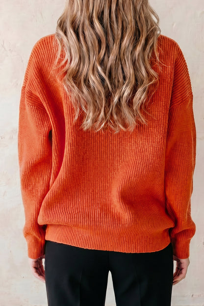 Halloween Drop Shoulder Long Sleeve Round Neck Sweater