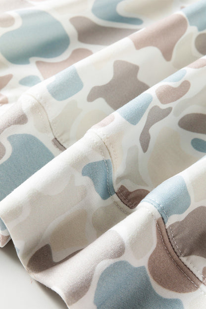 Camo Long Sleeve Hooded Pullover Top