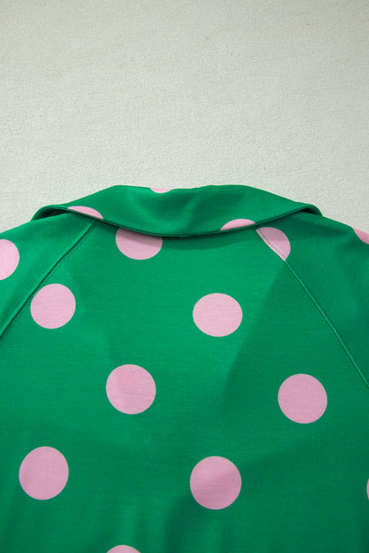 Polka Dot V-Neck Tee & Drawstring Shorts Set