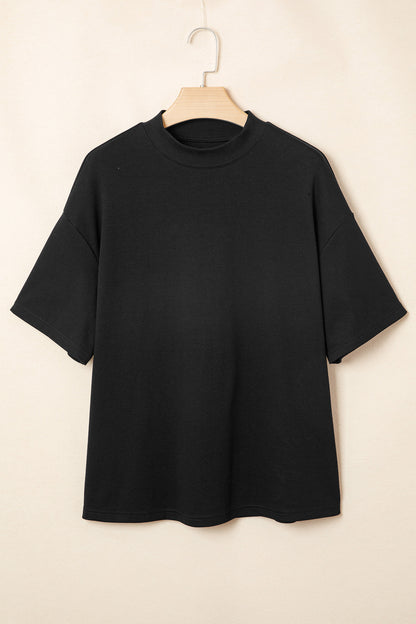 Solid High Neck Oversize Tee