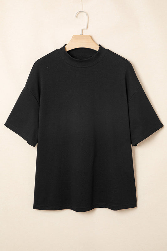 Solid High Neck Oversize Tee