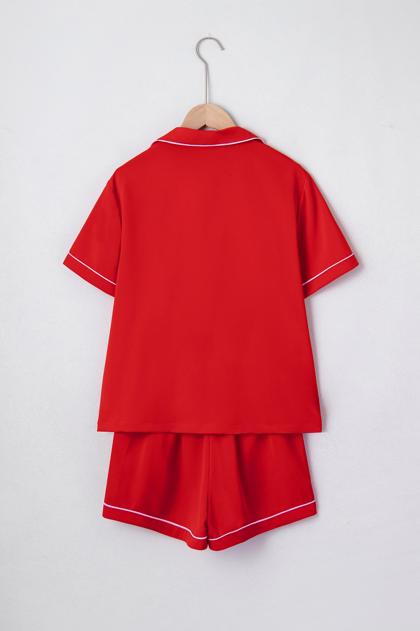 Ribbon Bow Top & Short Silky Pajama Set