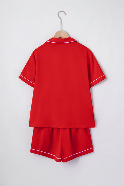 Ribbon Bow Top & Short Silky Pajama Set