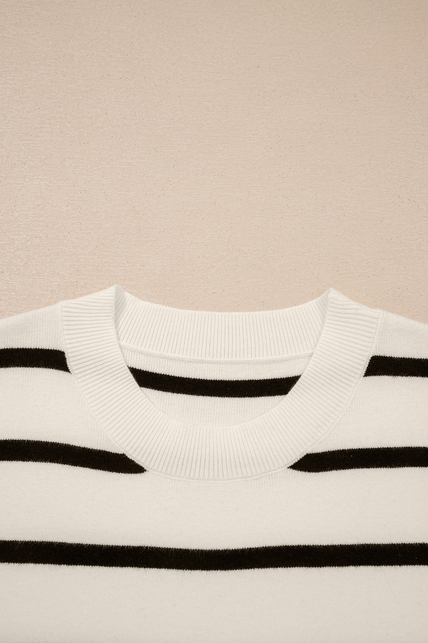 Stripe Side Slit Short Sleeve Sweater Tee