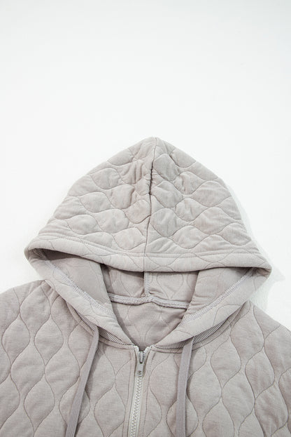 Plus Size Solid Quilted Quarter Zip Hoodie