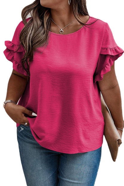 Ruffle Short Sleeve Top Plus Size