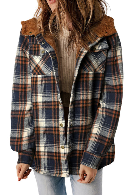 Plaid Sherpa Lined Hooded Shacket