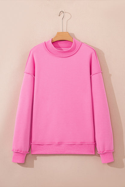 Plus Size Solid Reversible Exposed Seam Sweatshirt