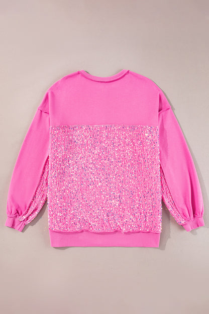 Sequin Patchwork Henley Sweatshirt