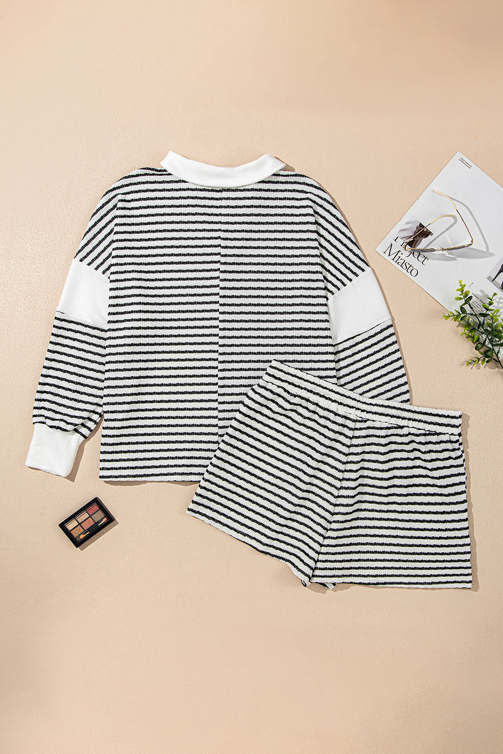 Stripe Top and Shorts Set Plus Size