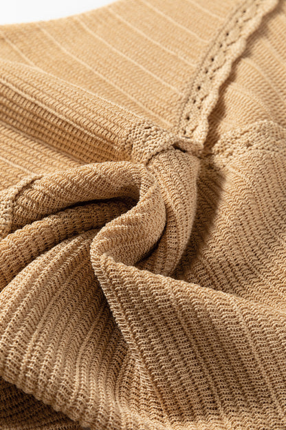 Boho Solid Eyelet Trim Buttoned Sweater Vest