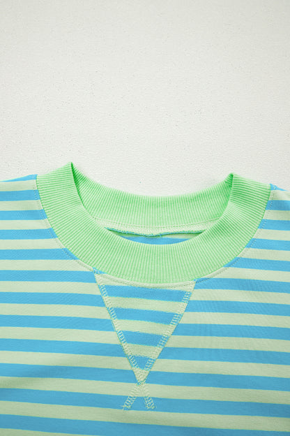 Stripe Colorblock Pullover & Pull-On Shorts Set