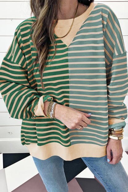 Stripe Colorblock Oversized Sweatshirt