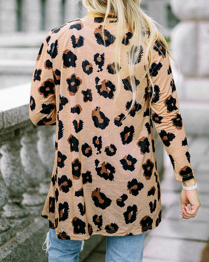 Leopard Open Front V-Neck Cardigan