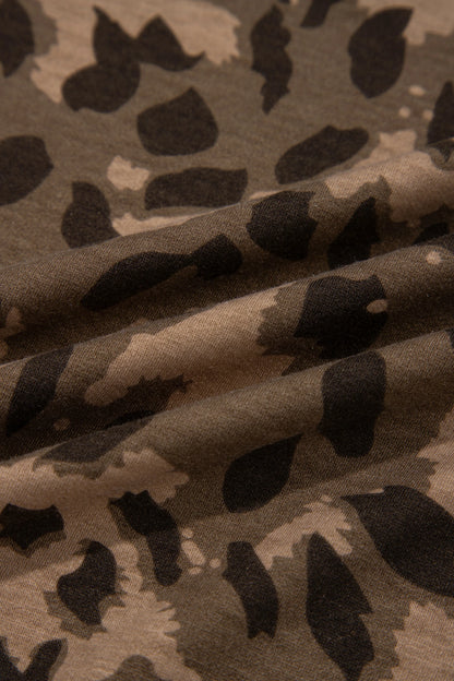 Leopard Contrast Stripe Long Sleeve Sweatshirt