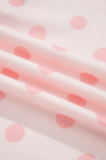 Polka Dot Polo Pullover & Elastic Waist Shorts Set
