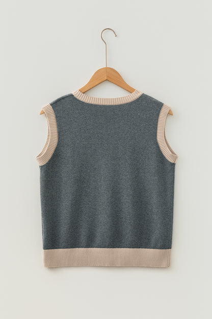 Western Colorblock Sleeveless Knit Vest