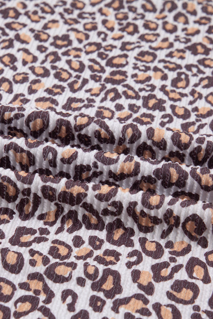 Leopard Ribbed Long Sleeve Top and Shorts Set