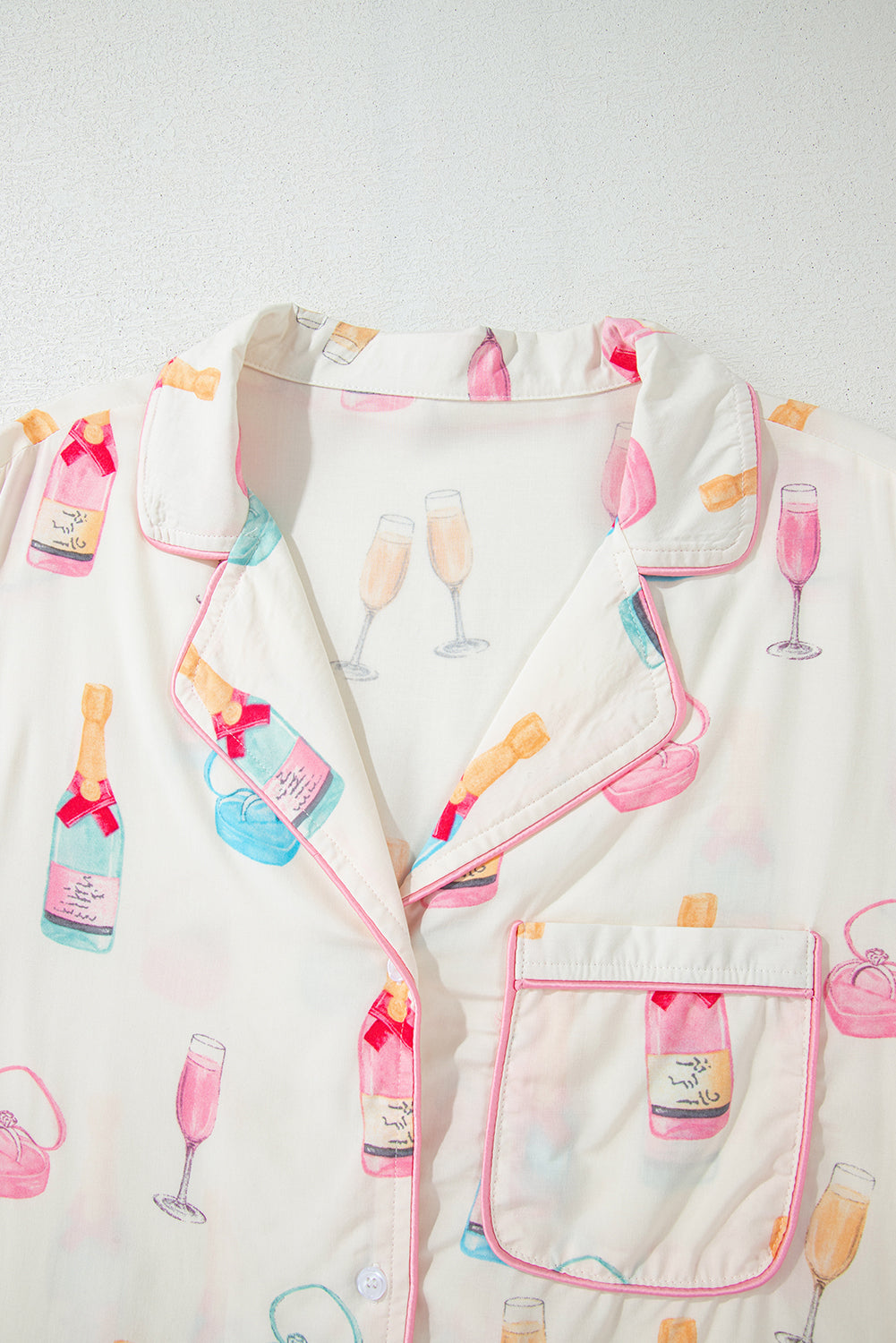 Valentine Wine Glass Bow Tie Pajama Set