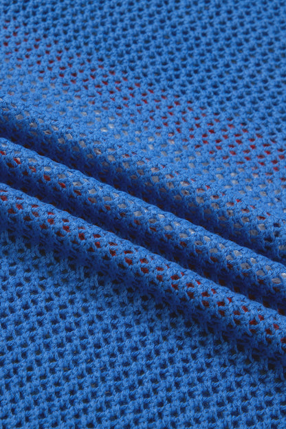 USA Flag Crochet Short Sleeve Sweater Top