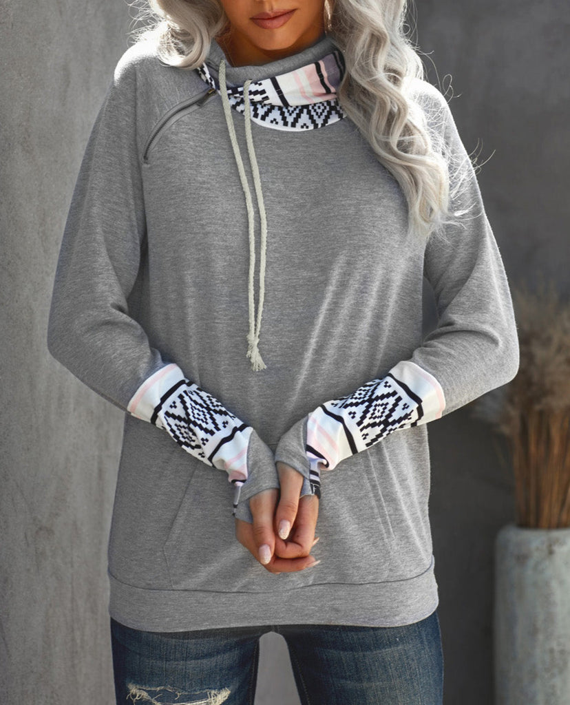 Colorblock Long Sleeve Pocketed Hoodie