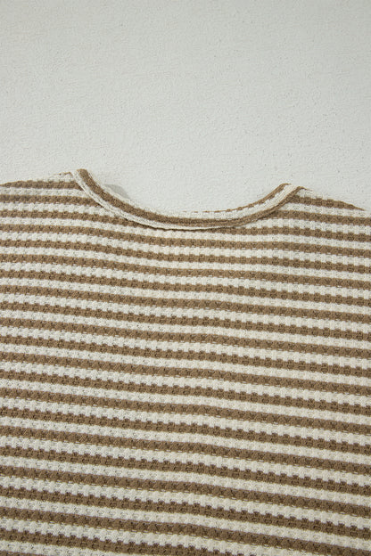 Stripe Textured Knit Top & Shorts Set