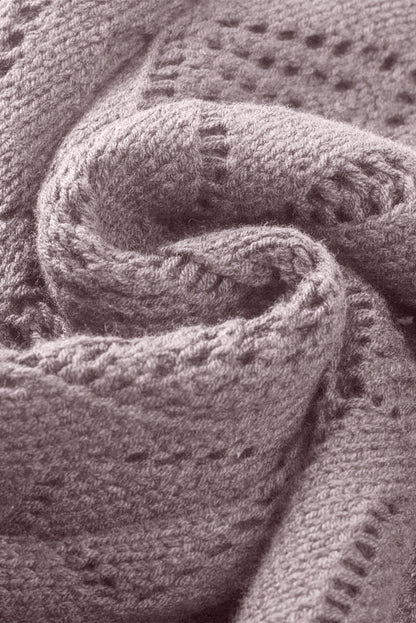 Solid Openwork Knit Button-Up Cardigan