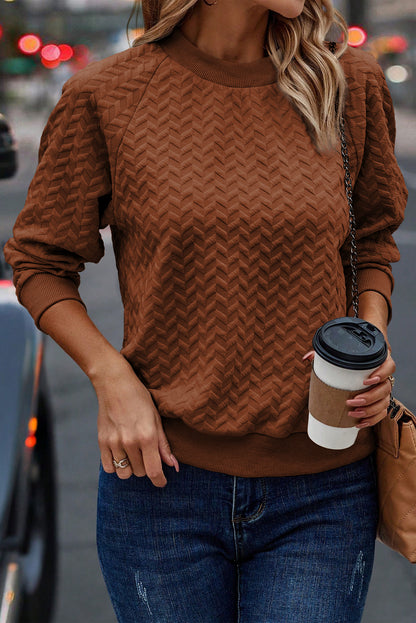 Herringbone Raglan Sleeve Pullover Sweatshirt