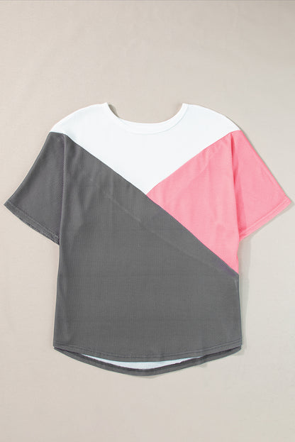 Colorblock Waffle Short Sleeve T-Shirt