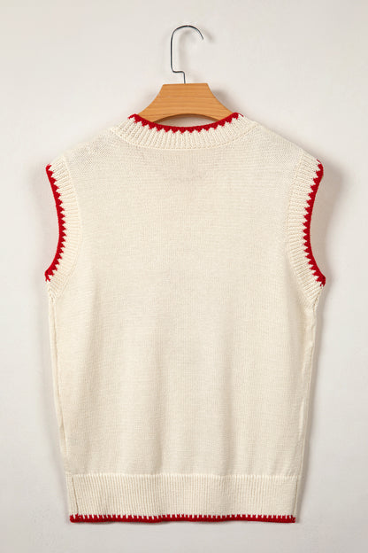 Gingham Plaid Crawfish Sleeveless Sweater Top