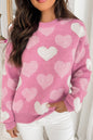 Heart Pearl Beaded Crewneck Sweater