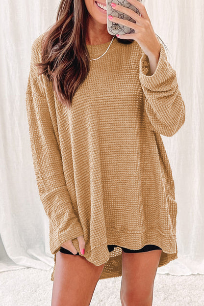 Waffle Oversized Long Sleeve Top