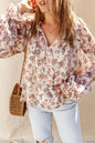 Boho Floral Bubble Sleeve Blouse