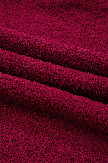 Solid Popcorn Knit Mock Neck Sweater