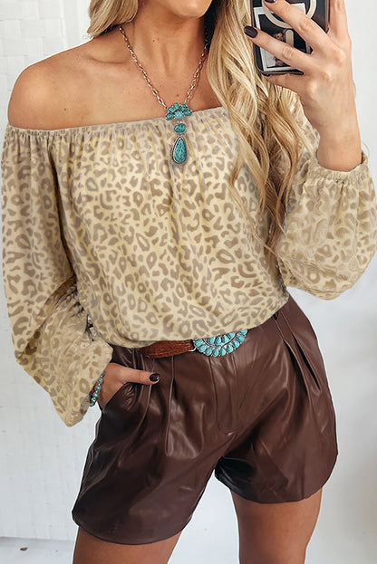 Leopard Velvet Off Shoulder Blouse