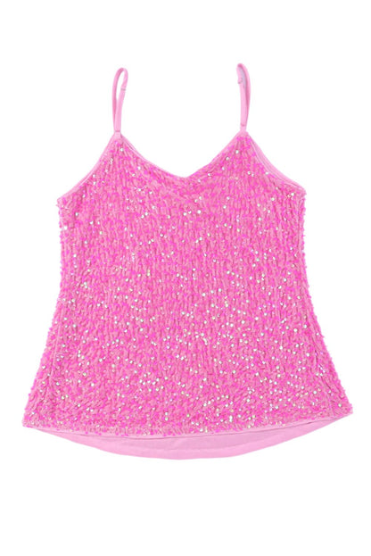 Sequin Adjustable Straps Tank Top