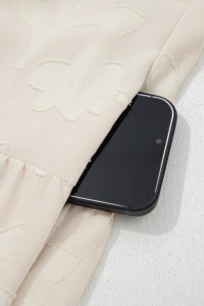 Floral Textured Long Sleeve Tiered Mini Dress