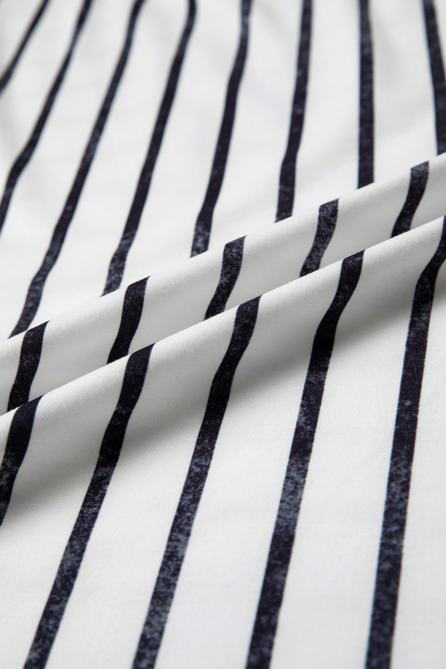 Stripe Colorblock 3/4 Sleeve Loose T-Shirt