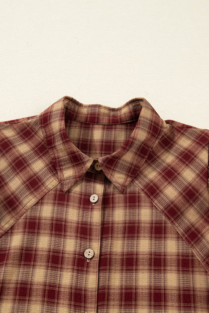 Plaid Patchwork Ruffle Long Sleeve Mini Dress