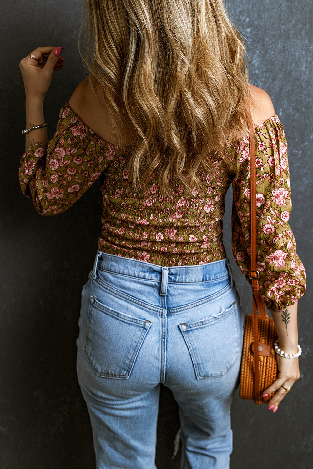 Floral Smocked Off Shoulder Blouse