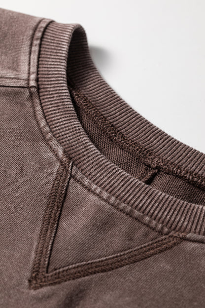Mineral Wash Reverse Seam 3/4 Sleeve Top