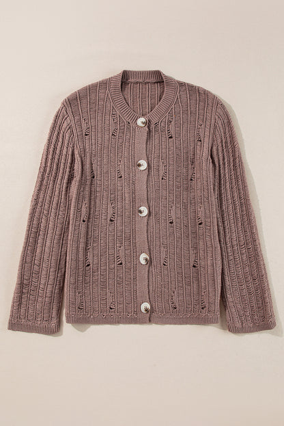 Textured Knit Buttoned Cardigan