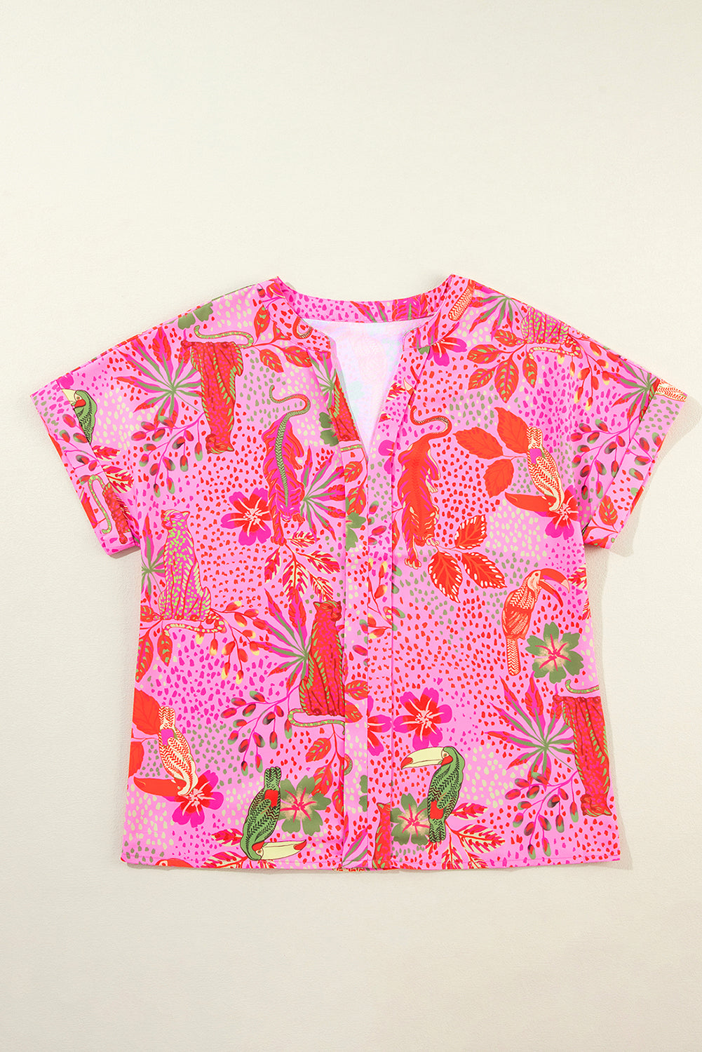 Floral Short Sleeve V-Neck Blouse